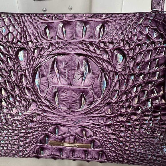 Brahmin Tonya Iridescent Passion Purple Croc-Embossed Leather Tote - Picture 2 of 6